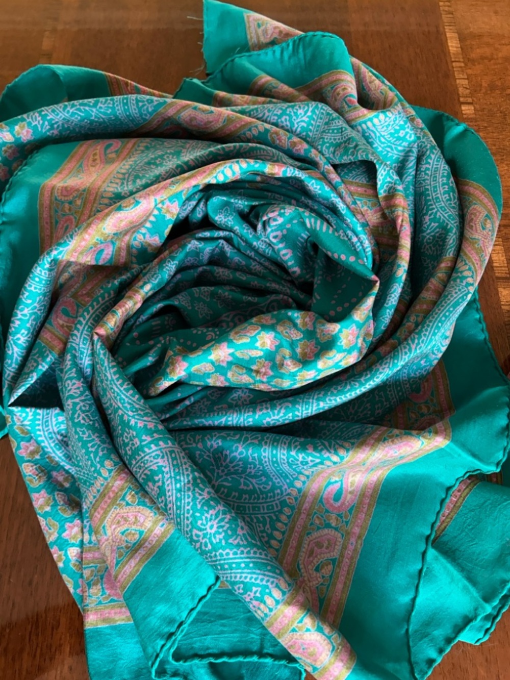 Teal Paisley Lightweight Women’s Scarf 44” x 44” - Picture 2 of 8